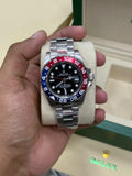 GMT Master II Pepsi | Silver Oyester Chain | Black Dial