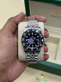 GMT II Black | Silver Jubilee Chain | Black Dial