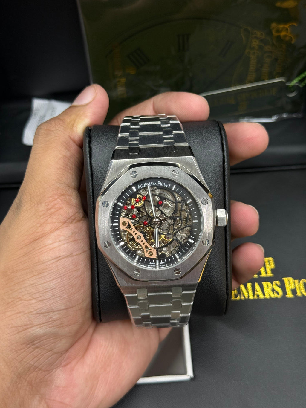 AP Skeleton | Auto | Silver Chain | Black Dial