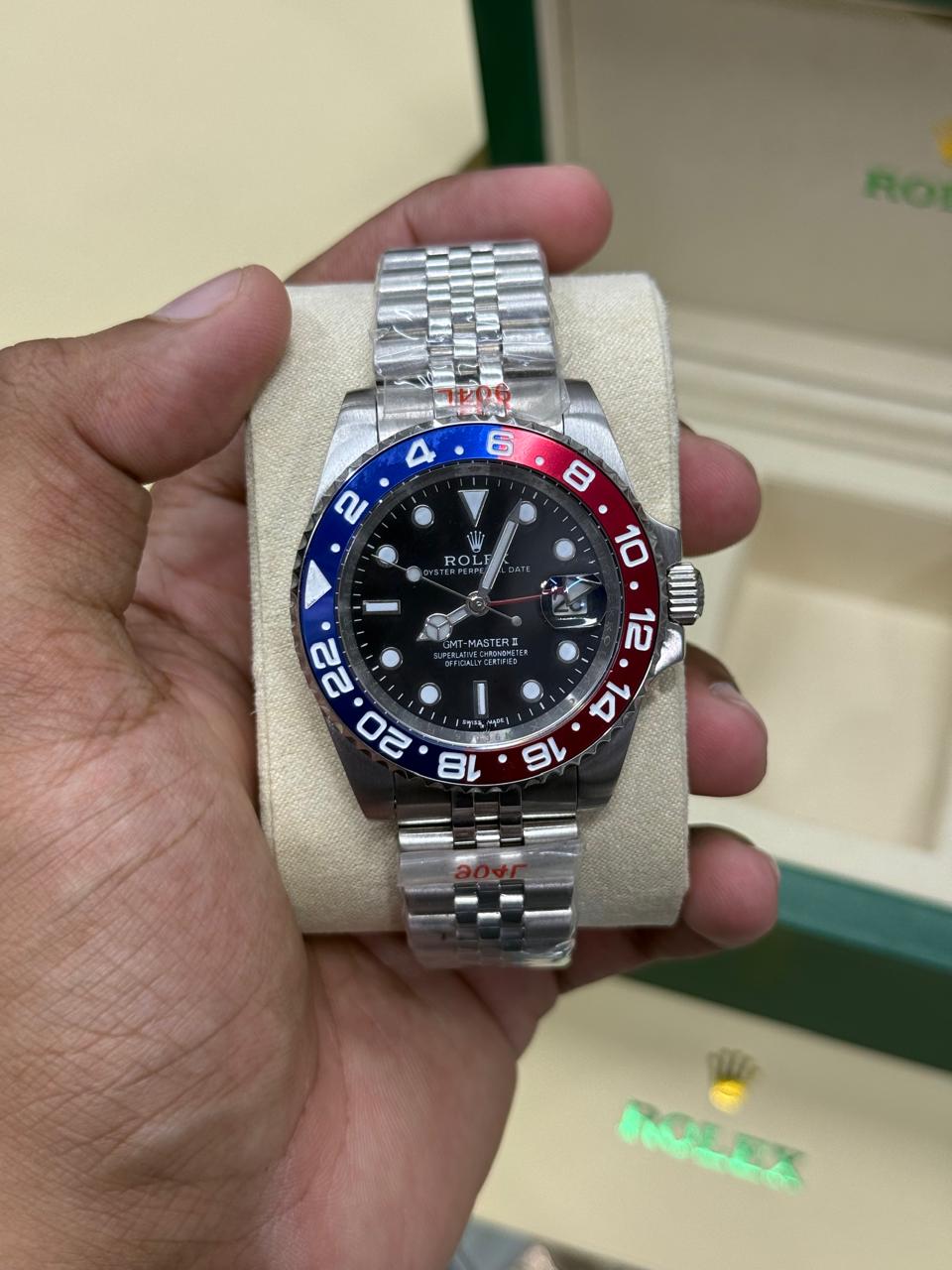 GMT Pepsi | Silver Jubilee Chain | Black Dial