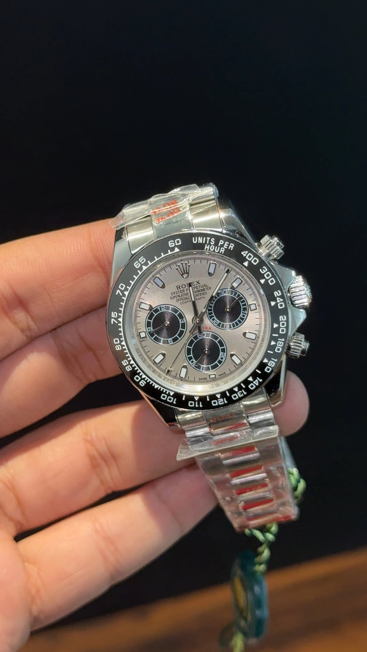 Daytona | Silver Chain | Black Chrono | Grey Dial
